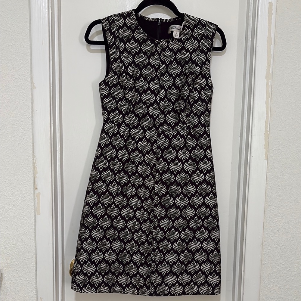 Elegant Black and White Diane Von Furstenberg Patterned Dress
